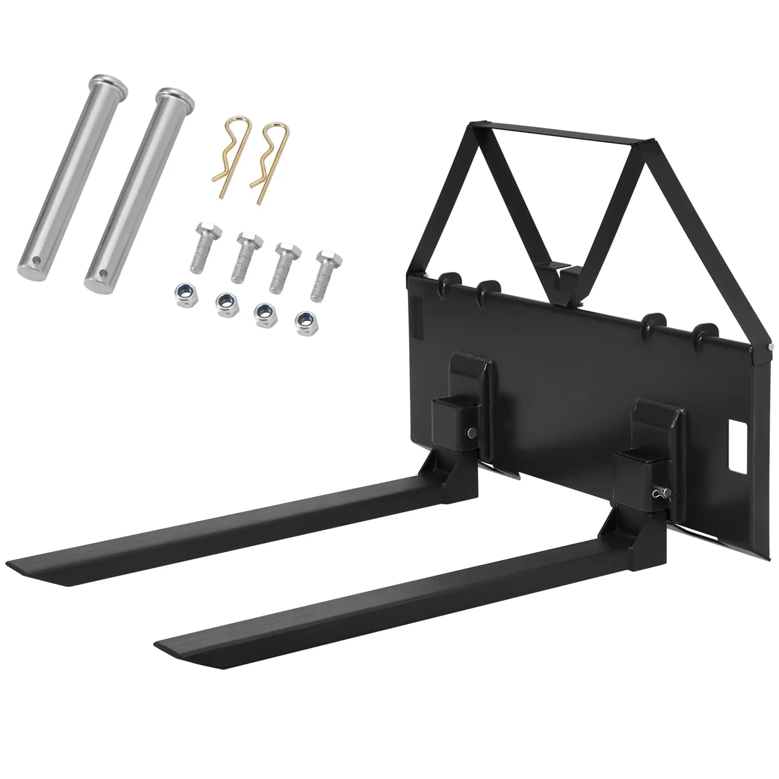 Garvee 3200 lb Heavy-Duty 46 in Pallet Fork Attachment for Skid Steer/Tractor Loader - Quick Attach Clamp-On Bucket Forks - Steel Fork Frame for Farm & Warehouse