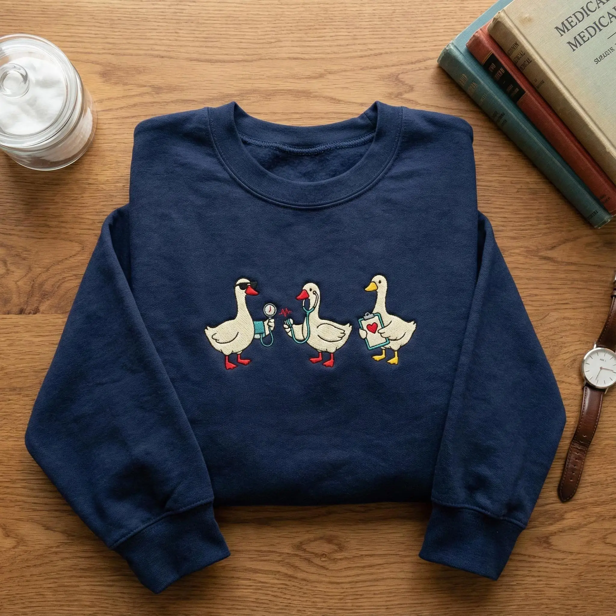 [Made in US] Embroidered Scrub Life Goose Sweatshirt, Medical Student Nurse Hoodie, Doctor Vet Tech Crewneck, Healthcare Worker Gift, Hospital Humor Top