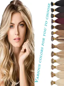 Nano Ring Human Hair Extensions, Pre Bonded Keratin Fusion, Stick Tip Iron Loop Link, 50 Strands 30g, Straight Micro Bead, Real Hairpiece for Women