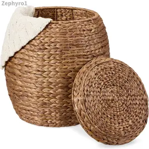 Best Choice Products Vintage Hyacinth Storage Organizer Tote Basket with Lid Natural Non-Woven Multipurpose OrganizerVelvet Bloom15ZephyroXX13Home sug