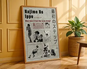 [SALE UP TO 50% + FREE SHIP] Hajime No Ippo Anime Poster Minimalist Manga Art Print