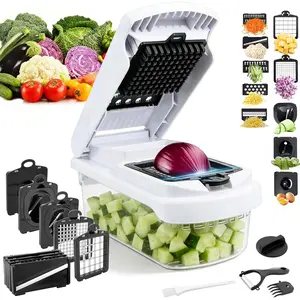 15-in-1 Vegetable Chopper Mandoline Slicer for Kitchen, Food Chopper with Container, Veggie Cutter, Onion Mincer Tomato Dicer, Fruit Slicer Spiralizer, Cheese Grater, Kitchen Gadgets House Essentials,home essentials kitchen organization