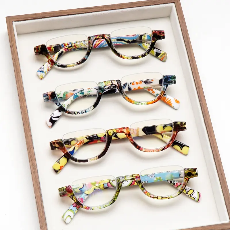 4pcs Blue Light-Blocking Reading Glasses, Featuring Colorful Printed Designs And Unique Frames That Showcase Your Style, With Durable Lenses And Spring Hinges—Perfect For Casual Wear
