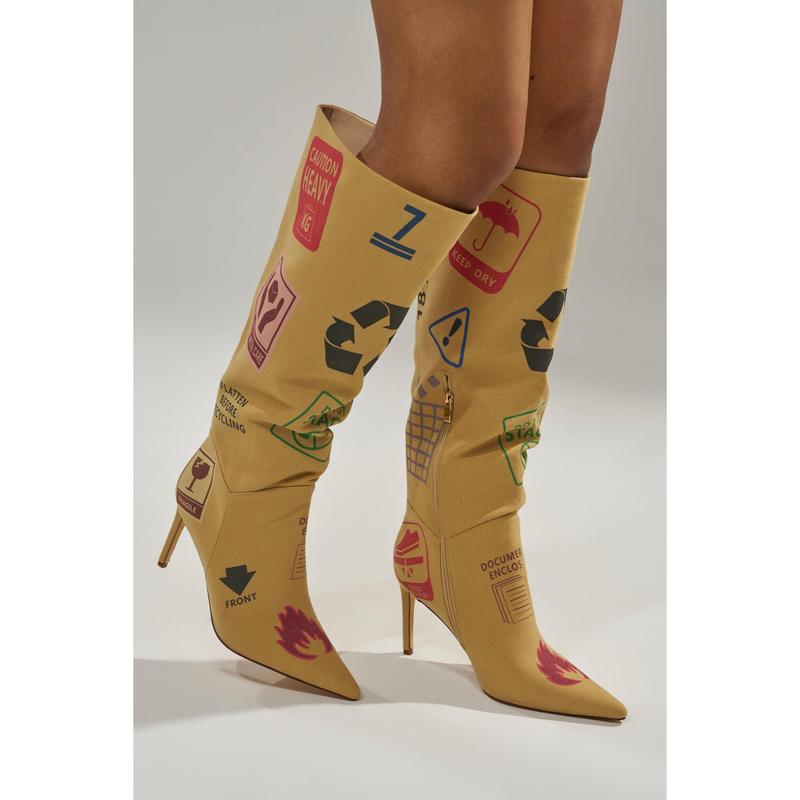 AKIRA GOLD WHOLE PACKAGE TAN STILETTO BOOT