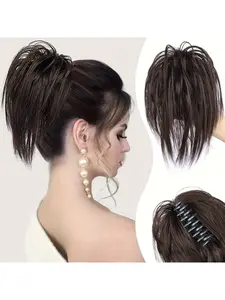 Chicken Nest Synthetic Hair Clip-In Ponytail, Messy Lazy Voluminous Natural Long Stray Chicken Nest Extensions, Ideal for Daily Wear