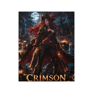 Crimson Pirate Woman Poster | Matte Vertical Horizontal Print