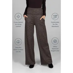 HIGH WAIST WIDE LEG PANT: HERRINGBONE CAMEL