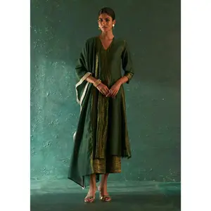 Midas deep green chanderi kurta set