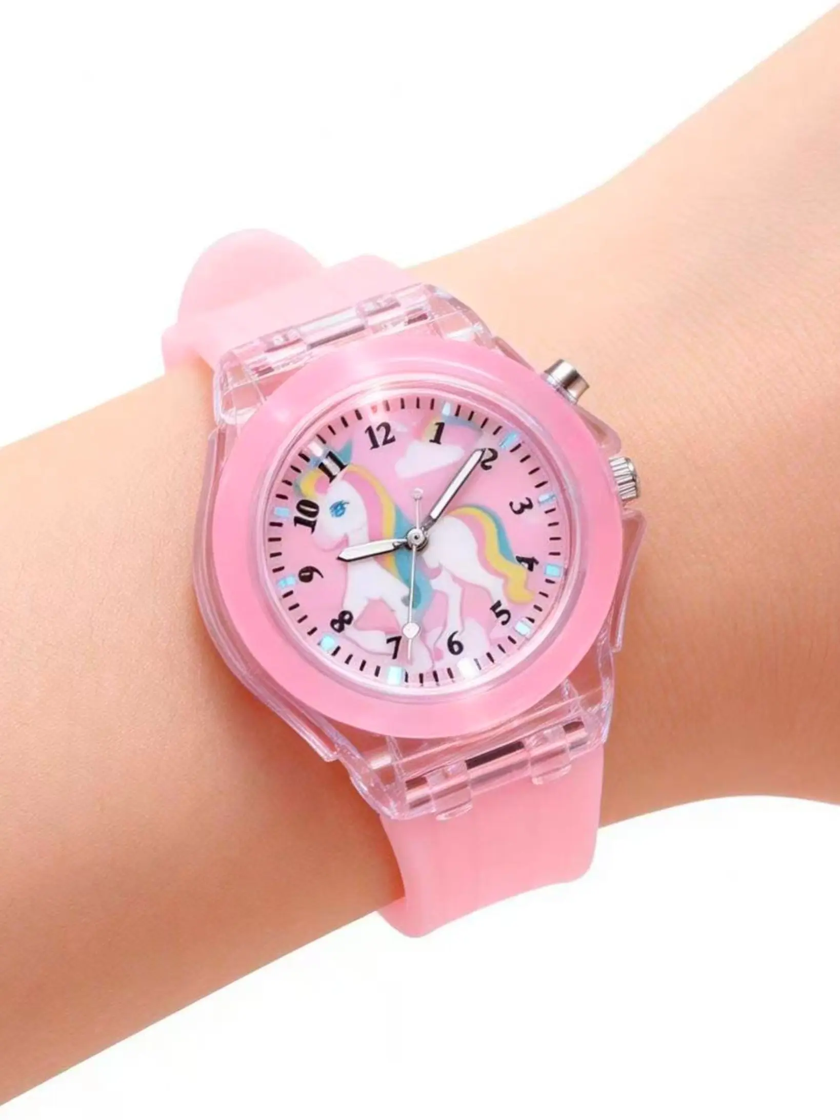 Cute Girly Unicorn Pattern Watch Set, Wristwatch, Child Watch, Kid Watch, Glow-In-The-Dark Quartz Analog Watch, Perfect Christmas Gift for Boys and Girls, All-Season Wear
