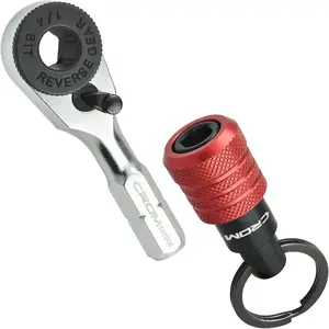 CROM EDC Mini Ratchet Wrench – 1/4-Inch Hex End Accessory with Bit Holder, Compatible with 1/4" (Ratchet w/Bit Holder)