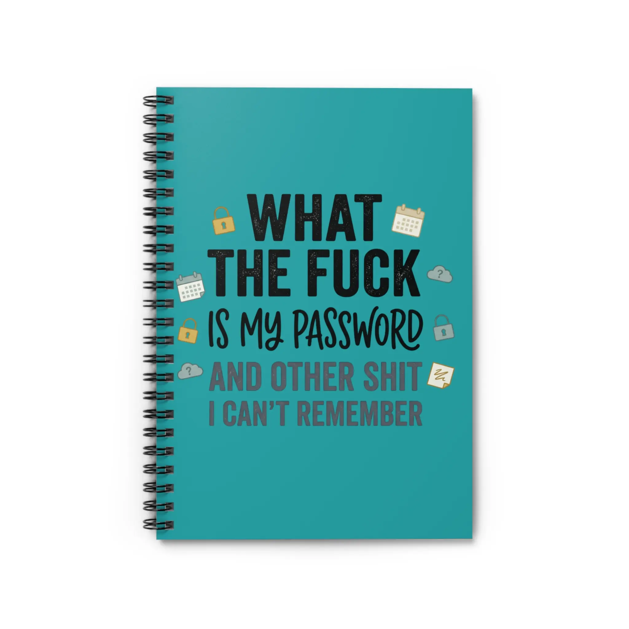 Funny Password Reminder Spiral Notebook | Ruled Lined Journal