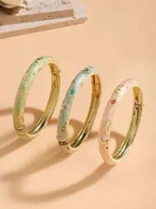 3 Piece Set Vintage Flower Enamel Exquisite Bracelet, Women's Jewelry Accessories, Perfect for Daily Wear and Holiday Gifts