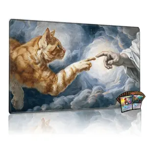 Epic Cat Creation Playmat 12x24 inch Non-Slip Magic Table Mat MTG TCG Card Game Pad Battle Compatible Mouse Mat Fun Gift for Family Parties and Gamers