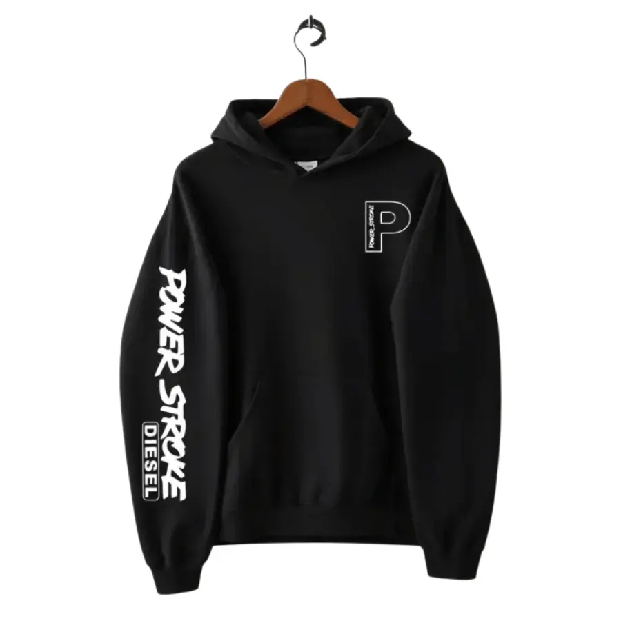 Power Stroke Diesel Hoodie With Logo in Hand, Performance Graphic Hoodie, Menswear, Perfect Gift For Men