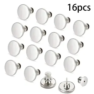 16pcs Denim Jeans Button Studs, Seamless Instant Replacement Buttons, Adjustable Pants Button Kit, 17mm Size, Easy Installation