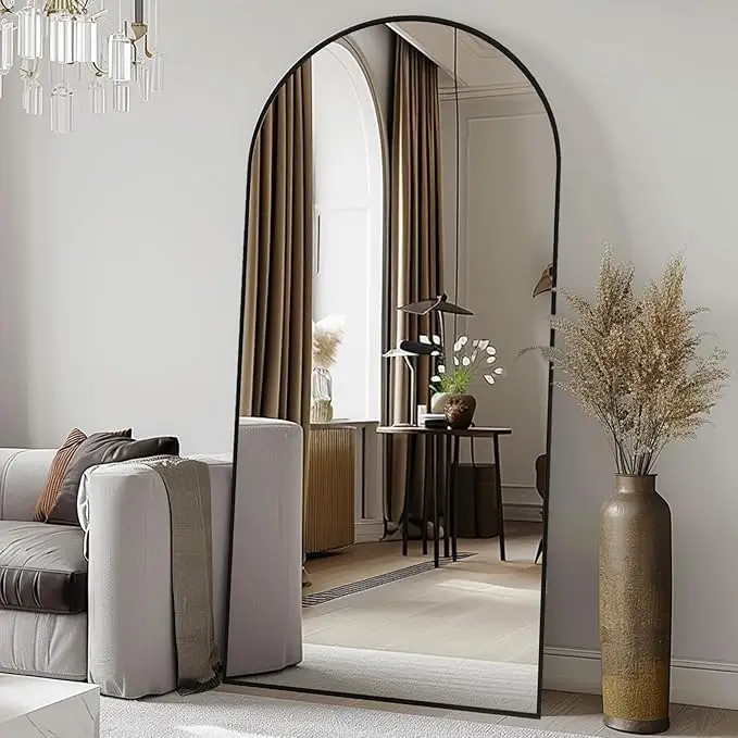 Arched 71"x26" Full Length Mirror Full Body Floor Mirror Standing Hanging or Leaning Wall, Arch Wall Mirror with Stand Aluminum Alloy Thin Frame for B