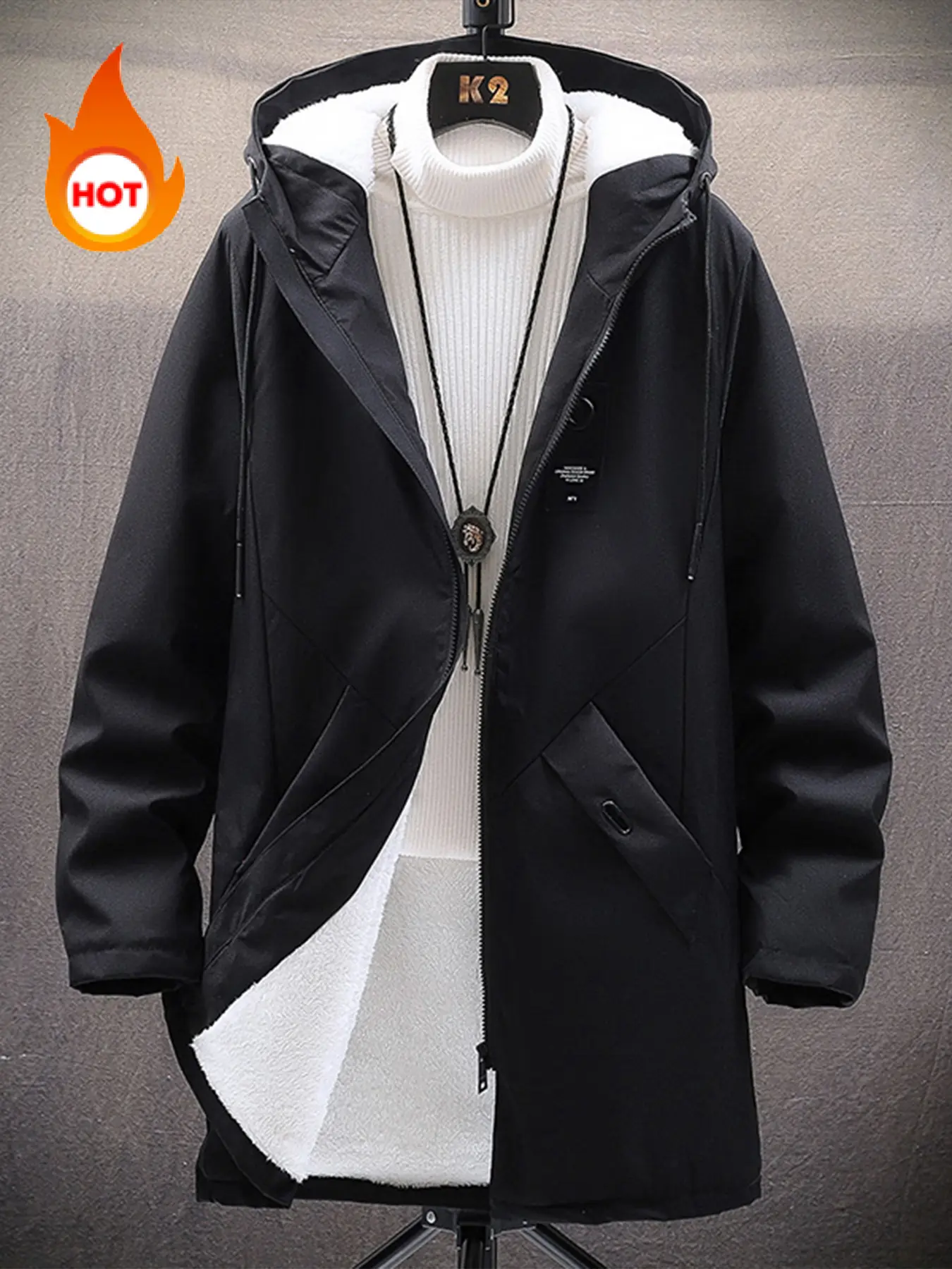 New Fleece Lined Thick Men's Windbreaker Jacket, Ideal for Autumn Winter Outdoor Sports, Hiking, Running, Fitted Style