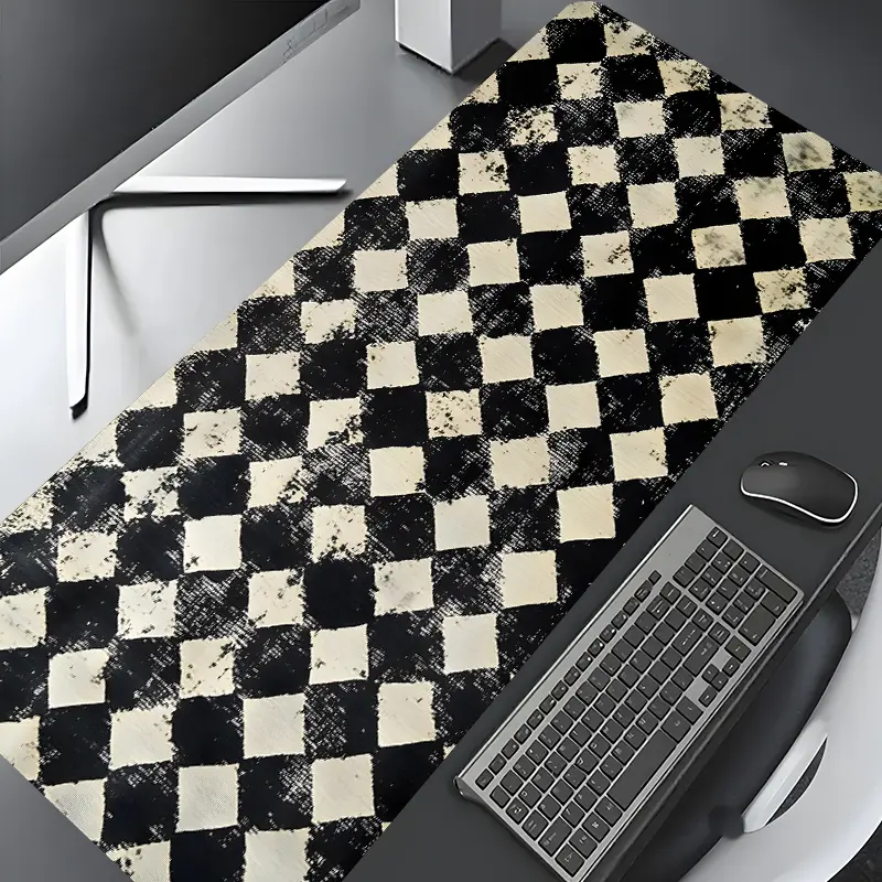 Black and White Checkered Design Extra Large Gaming Mouse Pad,Aesthetic Desktop Protection Pad,Washable Rubber Pad Non-Slip Lock Edge Mouse Pad Suitable For Home Office,Computer Desk Accessories,Desktop Accessory,Desk Accessories,Aesthetic Office Supplies