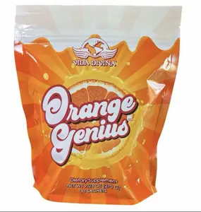 Orange Genius Juice Beverage - 30 Servings of Natural Ingredients for Energy and Concentration - Ideal for Healthy Living - Vitamin, Fruit Dietary Supplement