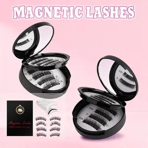 All-in-One Magnetic Eyelashes Kit | Glue-Free, Waterproof Eyelash Extensions with Curler, Applicator & Spiky Clusters for Lightweight, Effortless Makeup