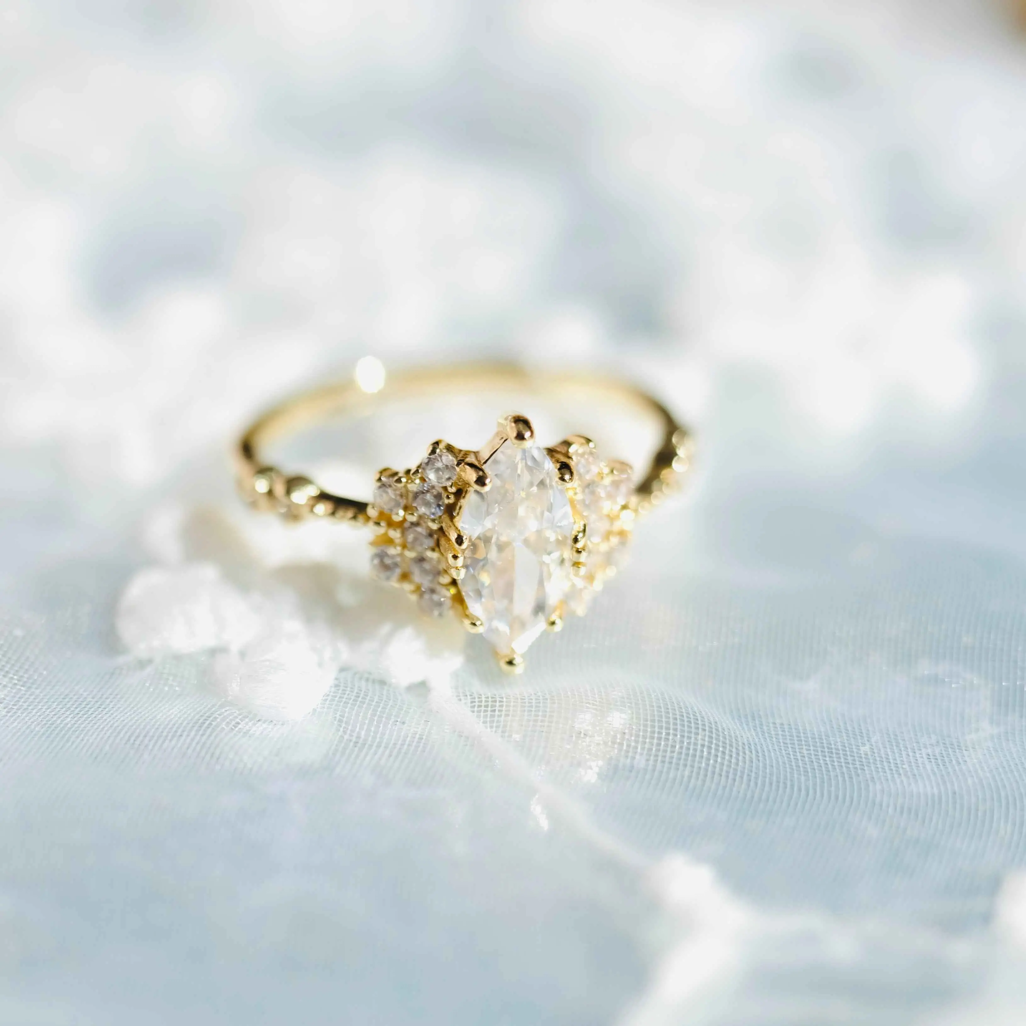 Marquise Cubic Zirconia Adjustable Engagement Ring for Women-Open Ring - Trendy Promise Jewelry - Wedding Ring