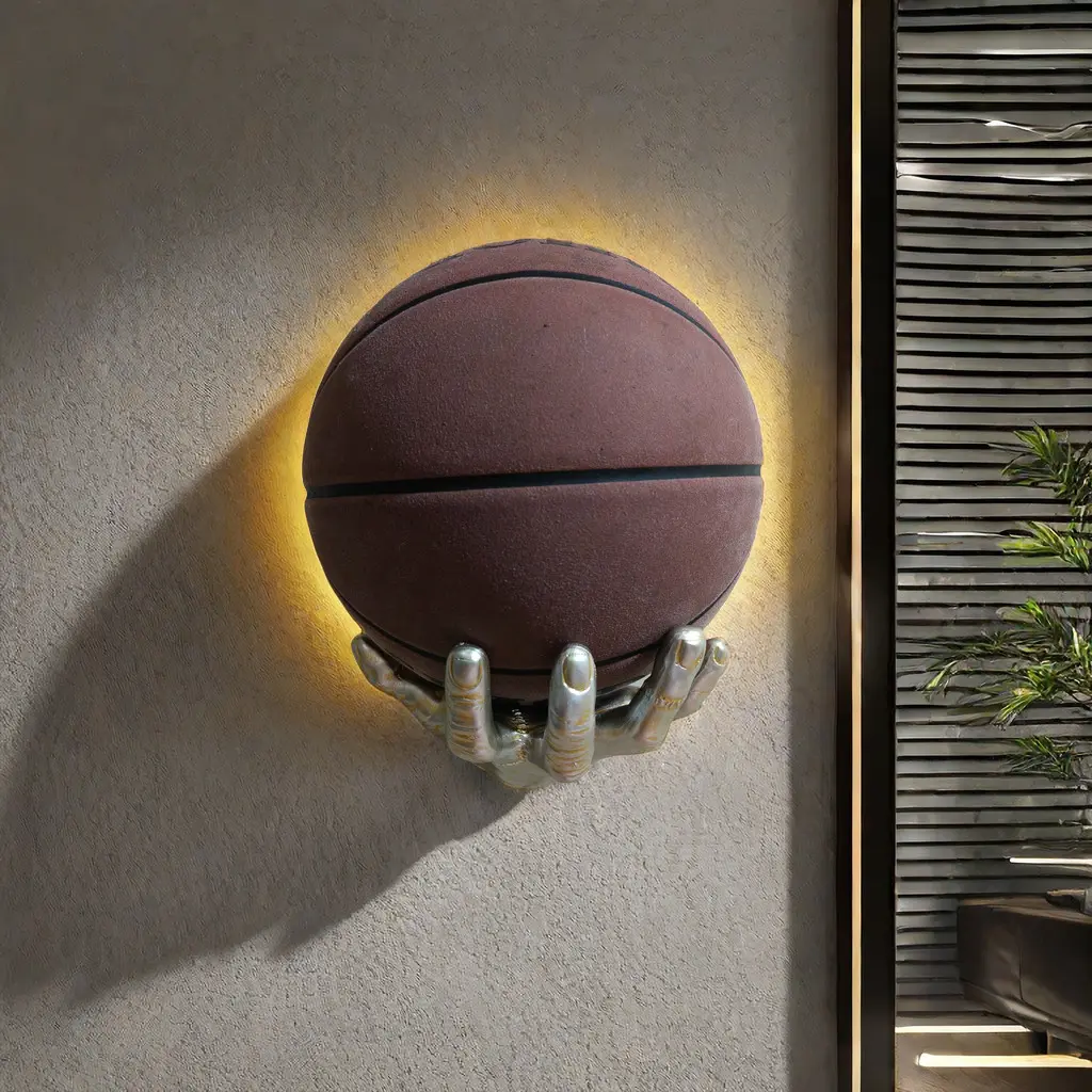 Creative Wall Mounted Basketball Holder, 1 Count Resin Hand Shaped Basketball Display Rack, Display Shelf, Basketball Storage Rack, Home Decor Supplies, Rack Only
