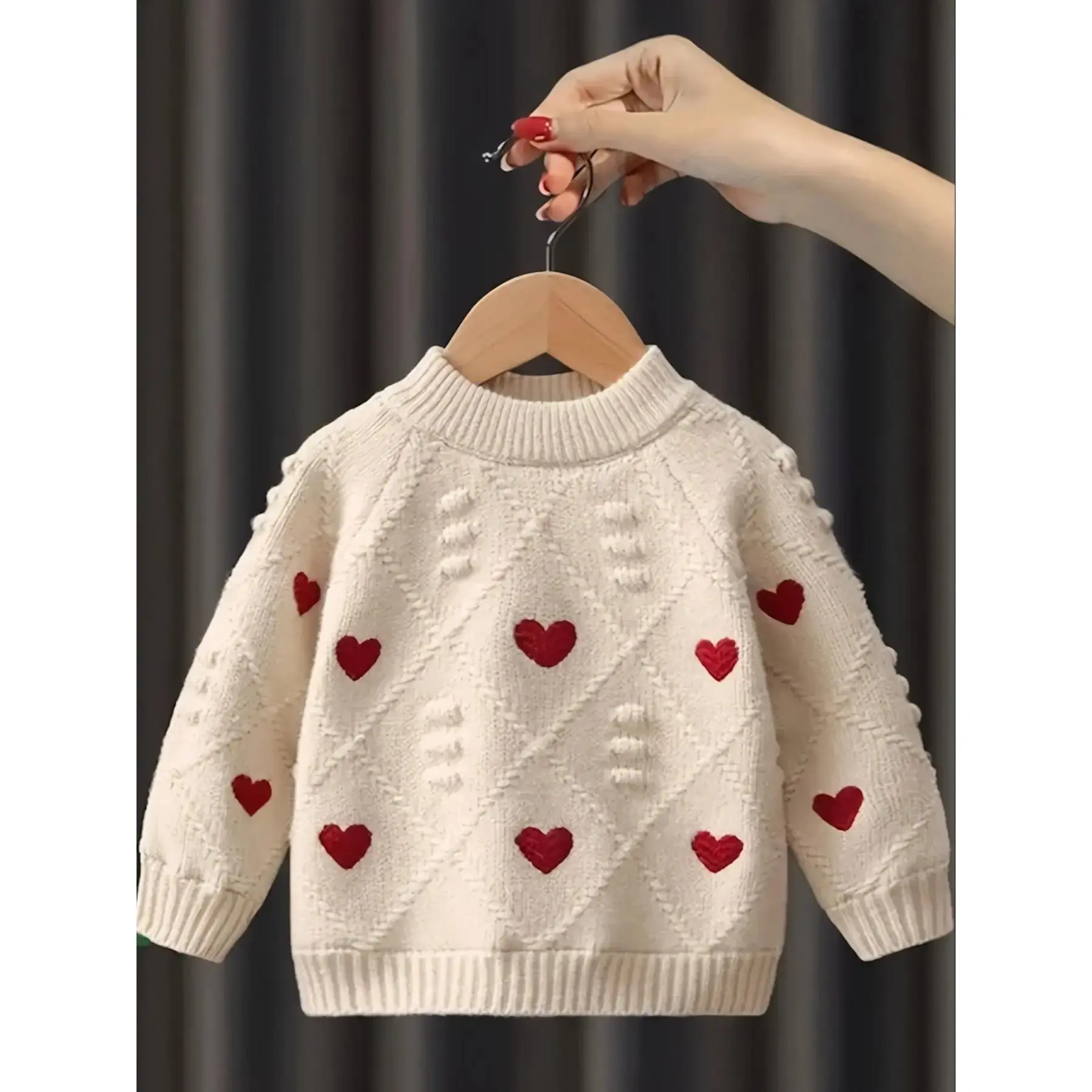 New Lovely Girls' Fall Winter Cable Knit Sweater - Thick Knit Base Layer Top, Stylish Cold Weather Kids' Clothing, Lovely Girls' Sweaters