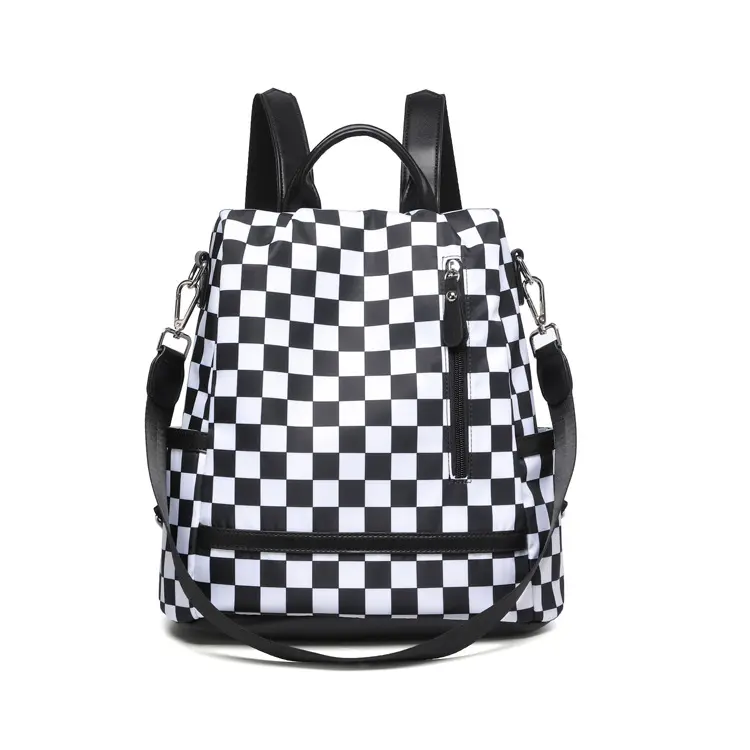 Women's Vintage Checkerboard Print Backpack Set - Durable, Lightweight, Large Capacity Zipper Travel Bag with Compartments & Wristlet, Multifunctional for School & Daily Use, Backpacks For School, With Compartments Backpacks