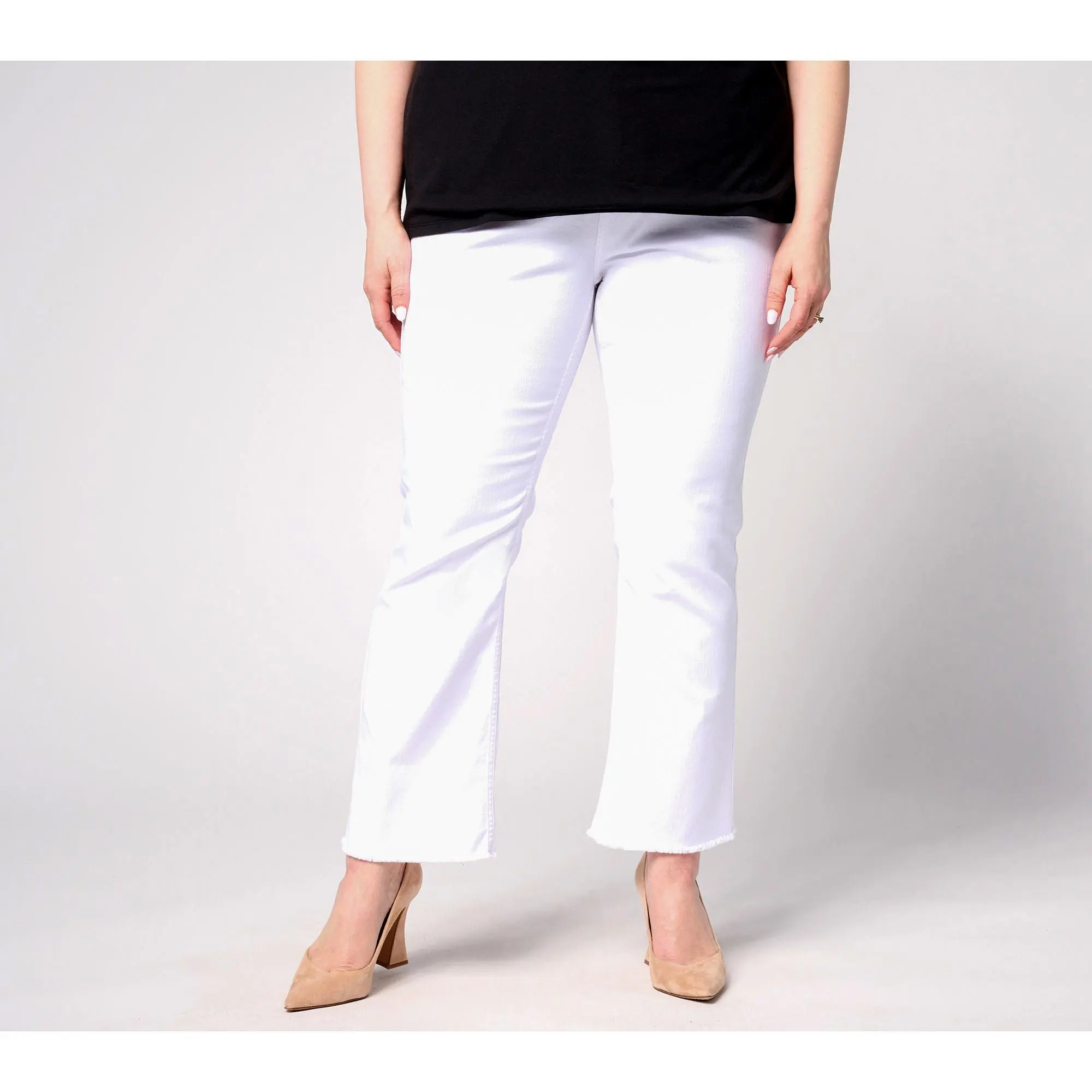 BEAUTIFUL by Lawrence Zarian Regular Ankle Frayed Hem Jean - White BEAUTIFUL by Lawrence Zarian Regular Ankle Frayed Hem Jean - White