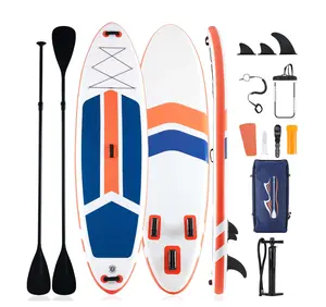 10.5ft Inflatable Stand Up Paddle Board, Non-Slip Deck, Complete SUP Accessories Set for All Skill Levels,﻿ Blue and Orange