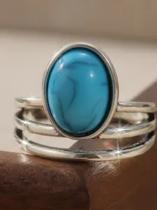 Vintage Turquoise Decorated Ring, Fashion Accessories for Women & Girls, Trendy All-match & Exquisite Jewelry for Birthday Gift