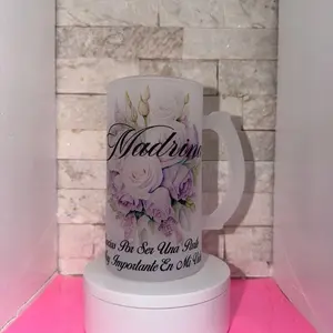 LA MADRINA Flores 16oz Beautiful Frosted  Mug Washable Reusable Drinkware