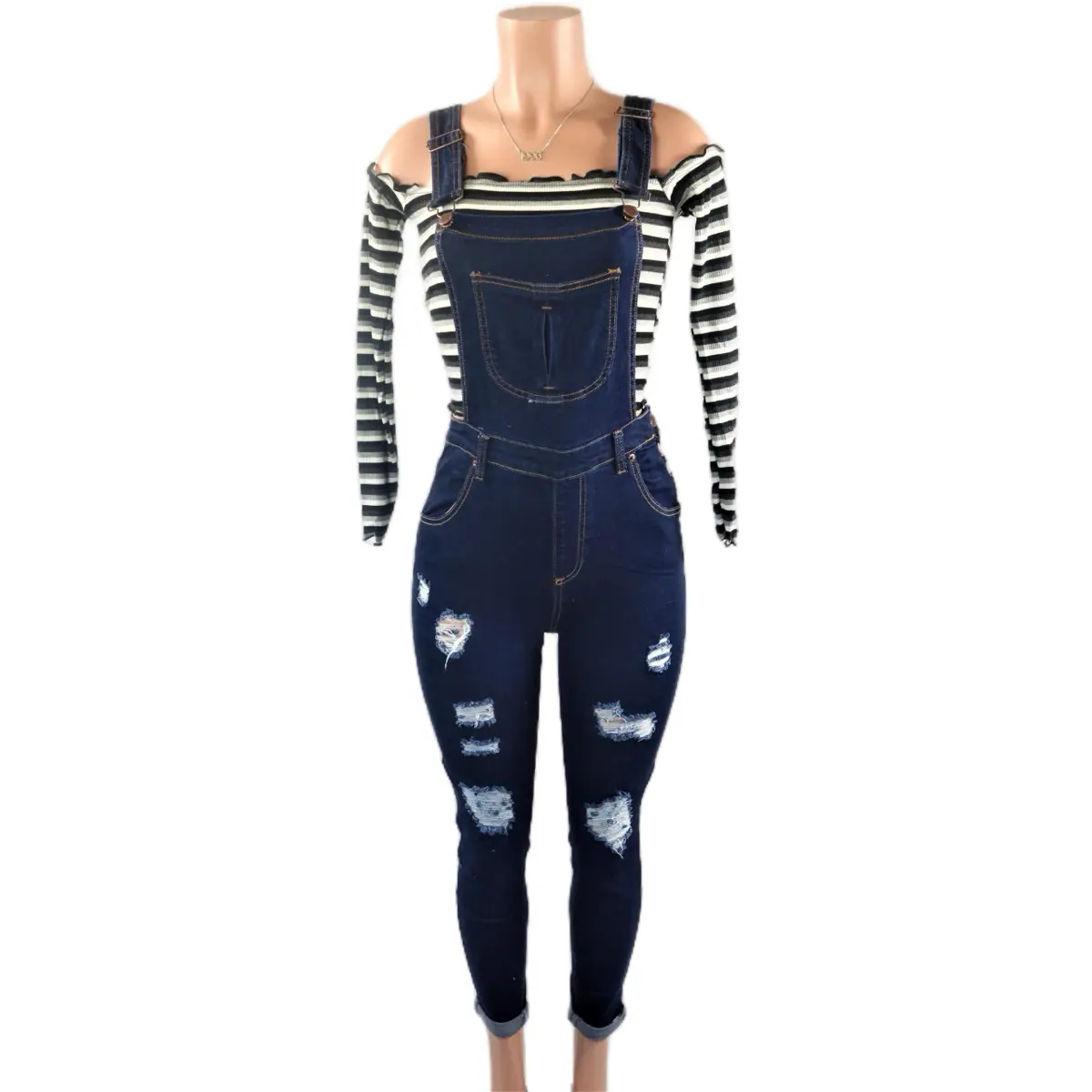 Ripped Denim Jumpsuit overall girl Jeans