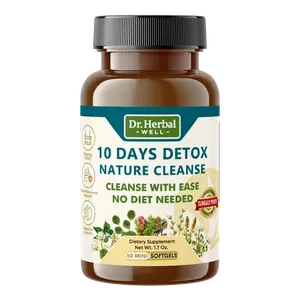 DR. HW 10 DAYS NATURAL DIGESTIVE WELLNESS Support 100% Natural Herbal Supplement (60 Mini Softgels) Edible Fitness