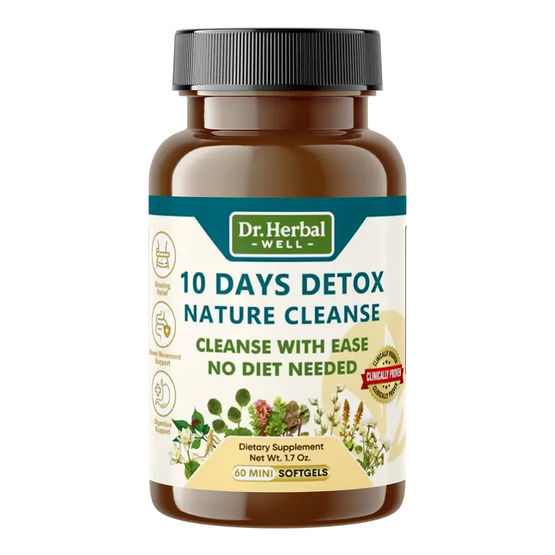 DR. HW 10 DAYS NATURAL DIGESTIVE WELLNESS Support 100% Natural Herbal Supplement (60 Mini Softgels) Edible Fitness