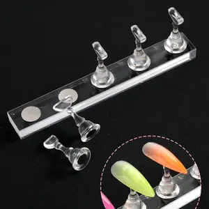 Magnetic Acrylic False Nail Holder, Crystal Base, Manicure Art Display Practice Tray, Professional Training Tool, Salon DIY Home Use