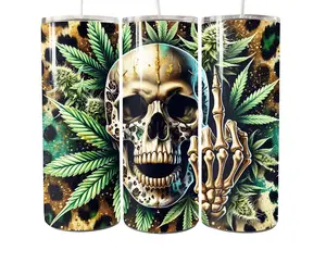 Funny Skull Weed Tumbler 20 oz Skull plant Design Drinkware Bottle for Unique Beverage Experience