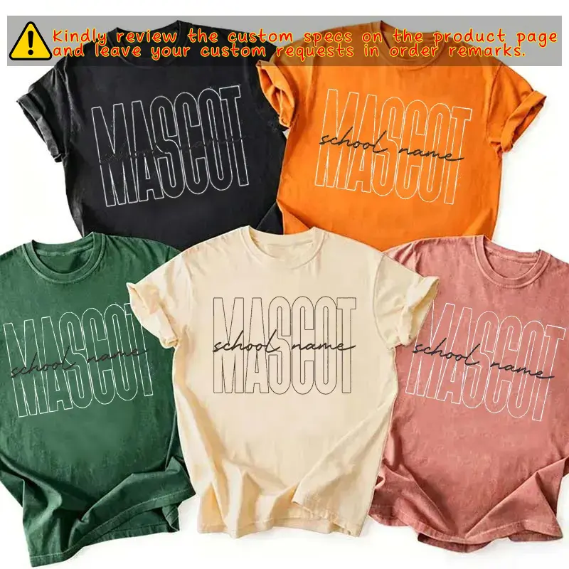 Personalized Mascot And School Name Outline Letter Teacher T-Shirt