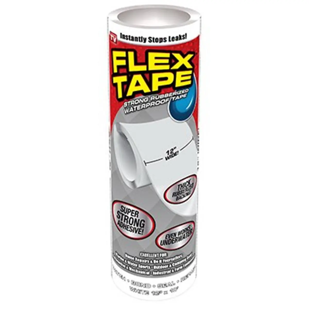 Flex Tape Rapid Repair Ready-to-Use Sealing Tape - White, 12 In. x 10 ft, Triple Thick Adhesive, Super Strong Waterproof Sealant for Fixing Pools & Spas, Pool Leak Repairs
