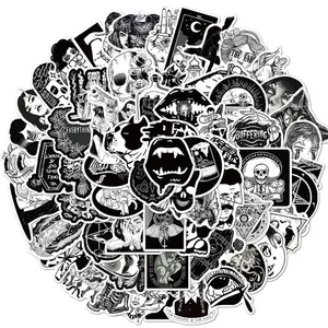 100PCS Black And White Punk Style Gothic Graffiti Waterproof Suitcase Trolley Case Notebook Skateboard Sticke Adhesive Stickers Decal