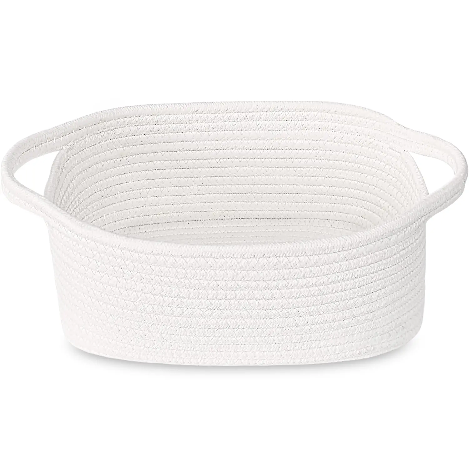 Small White Basket, Soft Woven Storage Bins Baskets for Cat Dog Toys Organizer, Decorative Shelves Closet Organizing Basket Chest Box, Empty Gift Baskets