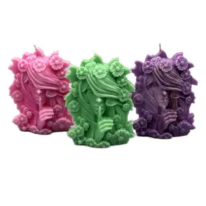 Flower Face Frame Candle - Pink, Green, Purple