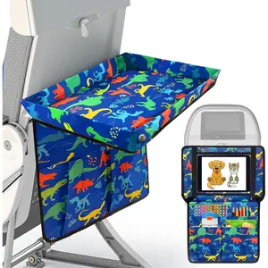 Adjustable Kids Tray Table Cover with Multi Portable Pockets, Airplane Travel Essentials for Kids, Toddlers, Adults, Airplane Must Haves, Plane Travel Esse