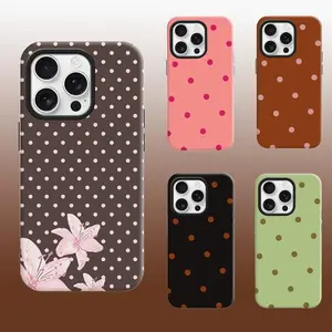 Polka Dot Floral Phone Case for iPhone17 16 15 14 13 12 11 Pro Max Plus Air Samsung S21 22 23 24 25 26  A13 14 15 25 34 35 52 53 54 55 Plus Ultra Fe Edge Series - Cute Aesthetic Protective Cover outdoorfun
