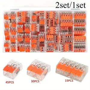 180pcs/90pcs Wire Connector Block Clamp Terminal Cable for 221 Electrical Terminal Reusable Mini Quick Home Wire Terminal Durable Reliable Connectors 2/3/5 Ports