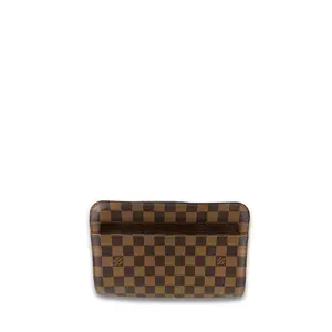 Pre-owned Louis Vuitton Coated Canvas Clutches & Wristlets Damier Ebene Saint Louis Wristlet Clutch