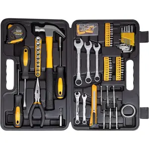 148 Piece Tool Set General Hand Tool Kit with Plastic Toolbox Storage Case, Automotive Set Yellow