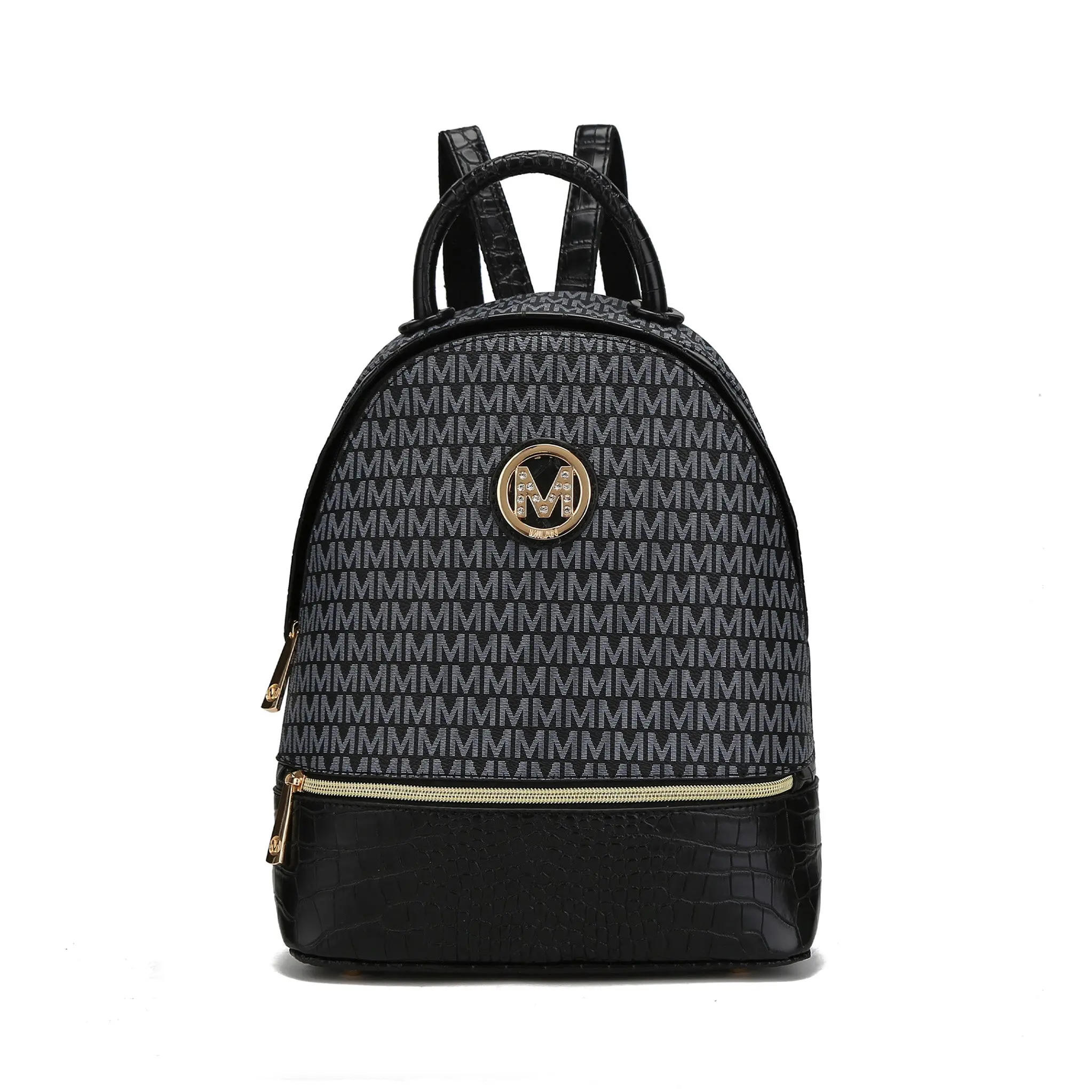 MKF Collection Denice Signature Backpack with Mesh Design, Metal Logo, and Adjustable Straps MKF Collection Denice Signature Backpack with Mesh Design, Metal Logo, and Adjustable Straps