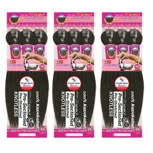 MULTI-PACK DEAL 3PACK! Janet Collection Nala Tress 3X EZ SPLIT Pre-Sectioned Pre-Stretched Braid Knotless Extremely light weight 36Inch 9Bundles (36”, COLOR #1B)