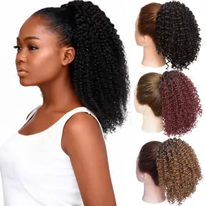 MY-LADY 8inch Kinky Curly Ponytail Extensions Synthetic Hair Pieces Drawstring Clip In Hair Bun for Women